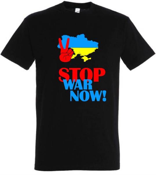 +++Herren T-Shirt Ukraine "Stop war now" victory sign